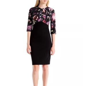 Ted Baker Hounest Shadow Floral Gathered Dress Sz 2 US Sz 6